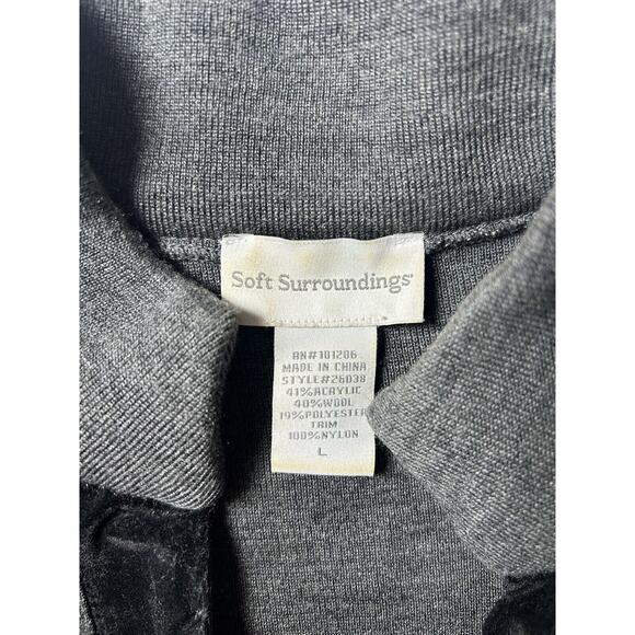 Soft Surroundings Runway Tunic Sweater Women’s Size Large Black Gray Velvet Wool - Picture 2 of 6